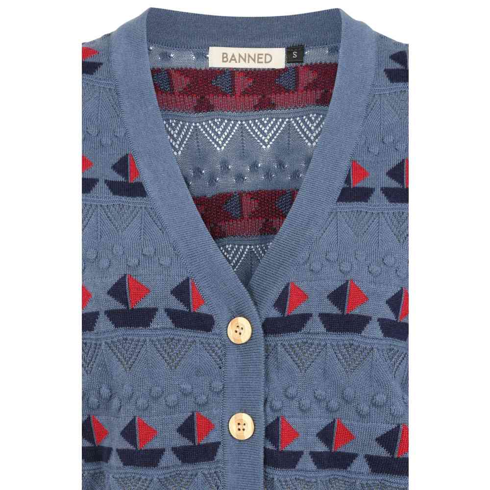 Banned - Kitty Sail Cardigan - Bleu foncÃ©